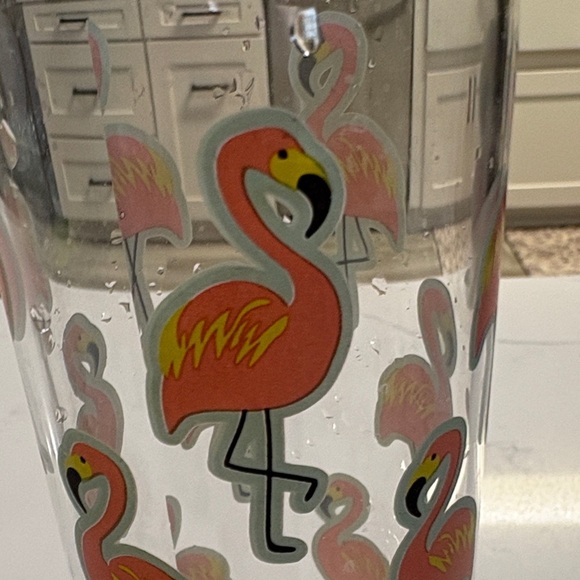 Flamingo Print Glass Water Bottle - Picture 2 of 4